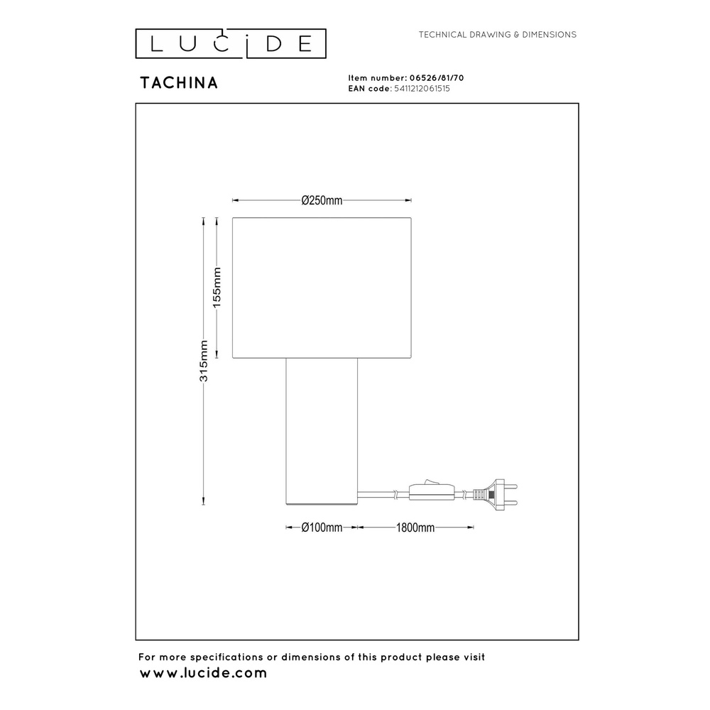 Lampe de table Tachina bois E27 Lucide 5411212061515