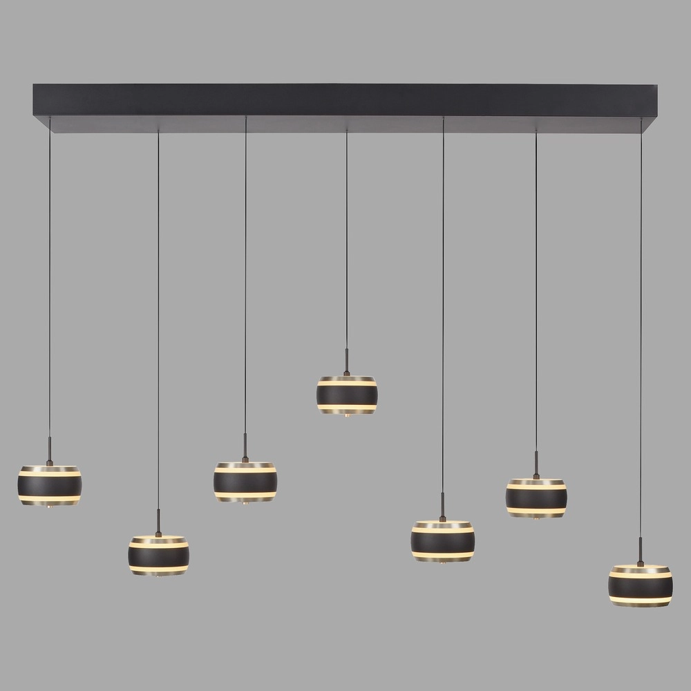 Lampe pendante de table de salle à manger de 7L Pure Falling Rings Black Pearl