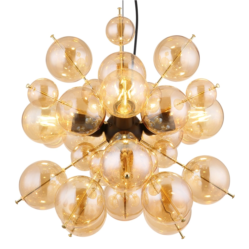 Lampe pendante unique Udo Verre ambré Ø 51cm Globo 9007371509171