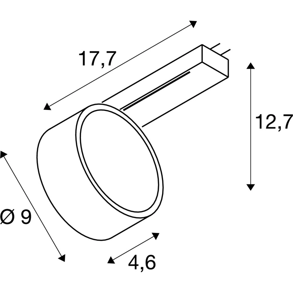 Spot ferroviaire Kalu 2.0 1 phase noire 4000K SLV 4024163317948