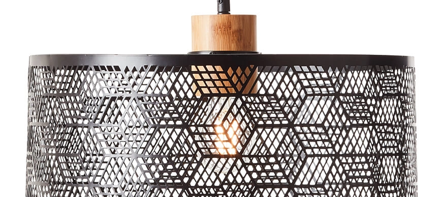 Lampe suspendue Santy 39cm noir avec bois Brilliant 4004353392924