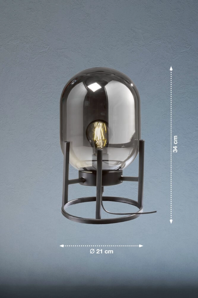 Lampe de table Regi noir avec verre fumé Fischer & Honsel 4001133501309