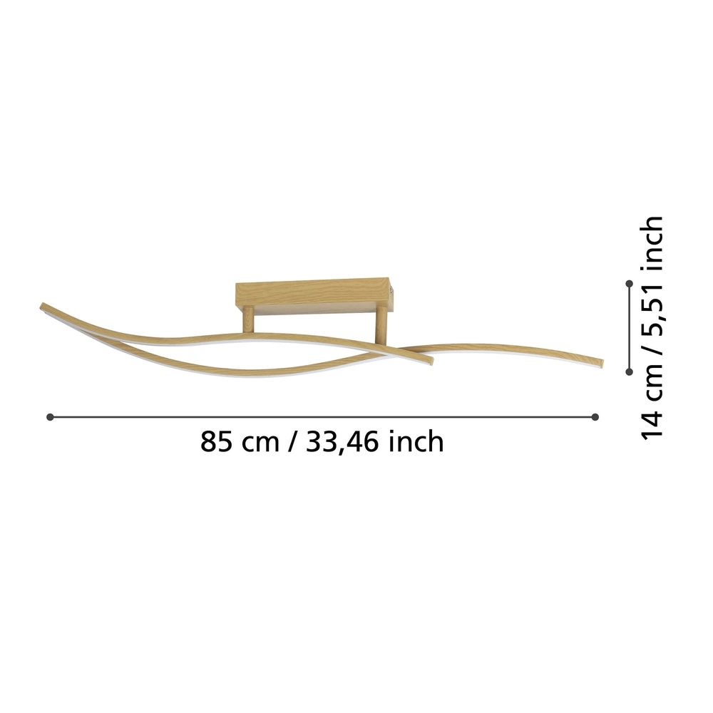 Lumière LED de plafond Grisolia 84 cm - aspect bois Eglo 9008606316168