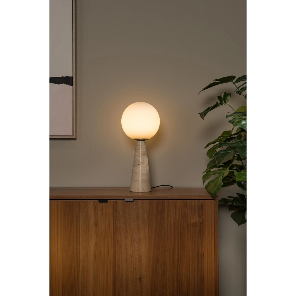 Lampe de table Evin brun sable avec opale Lucide 5411212051608