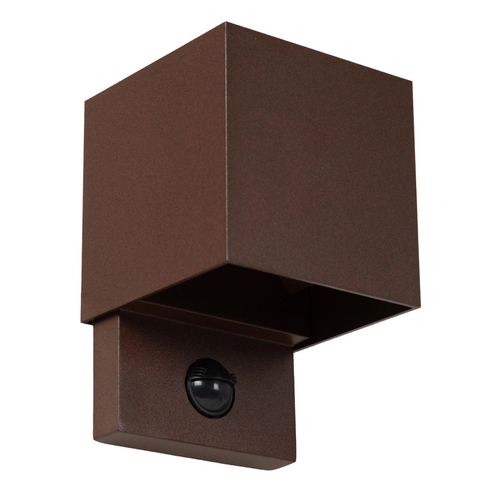 Lampe murale carrée Tadzio avec le capteur brun rouille