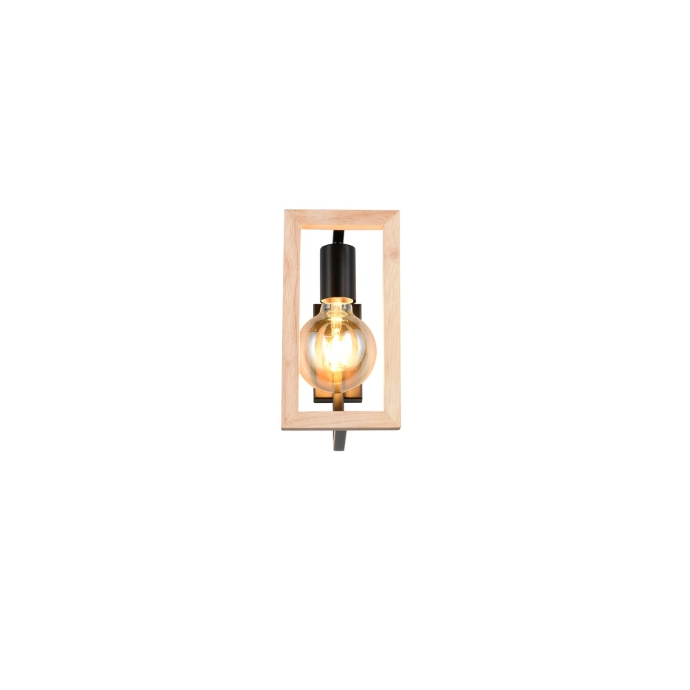 Lampe murale de conception Bano noir avec bois Trio 4017807670899