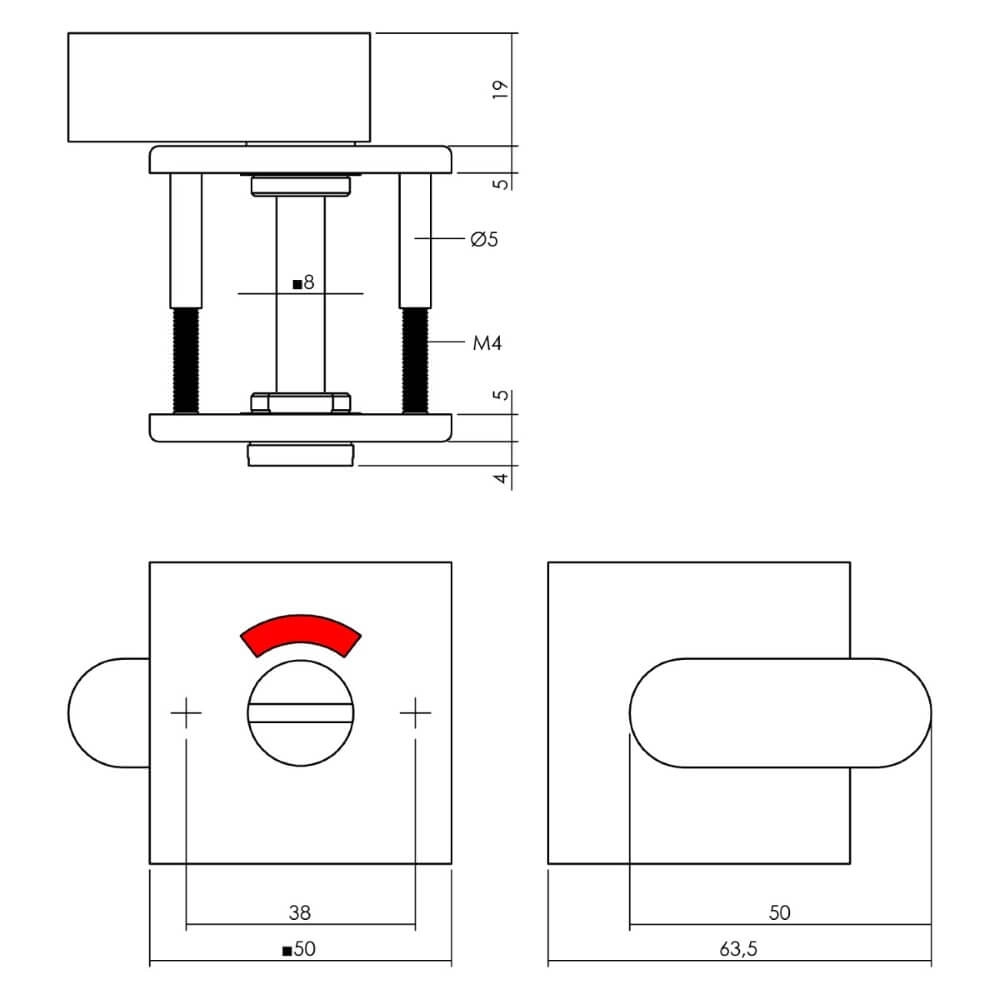 Fermeture des toilettes Tira Carré Noir avec Fenêtre Intersteel 8714186635544