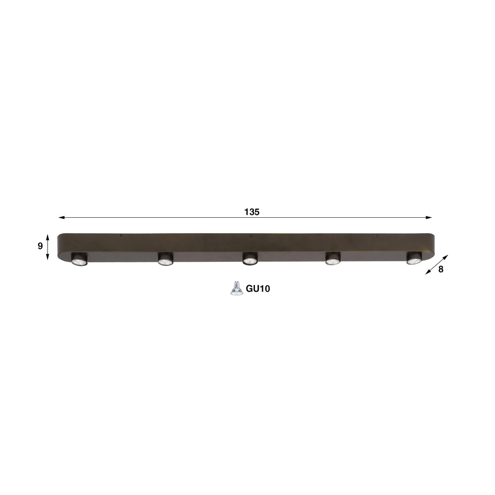 Spot de surface à 5 lumières Bar Marron de Sienna Lyora 8716803510944
