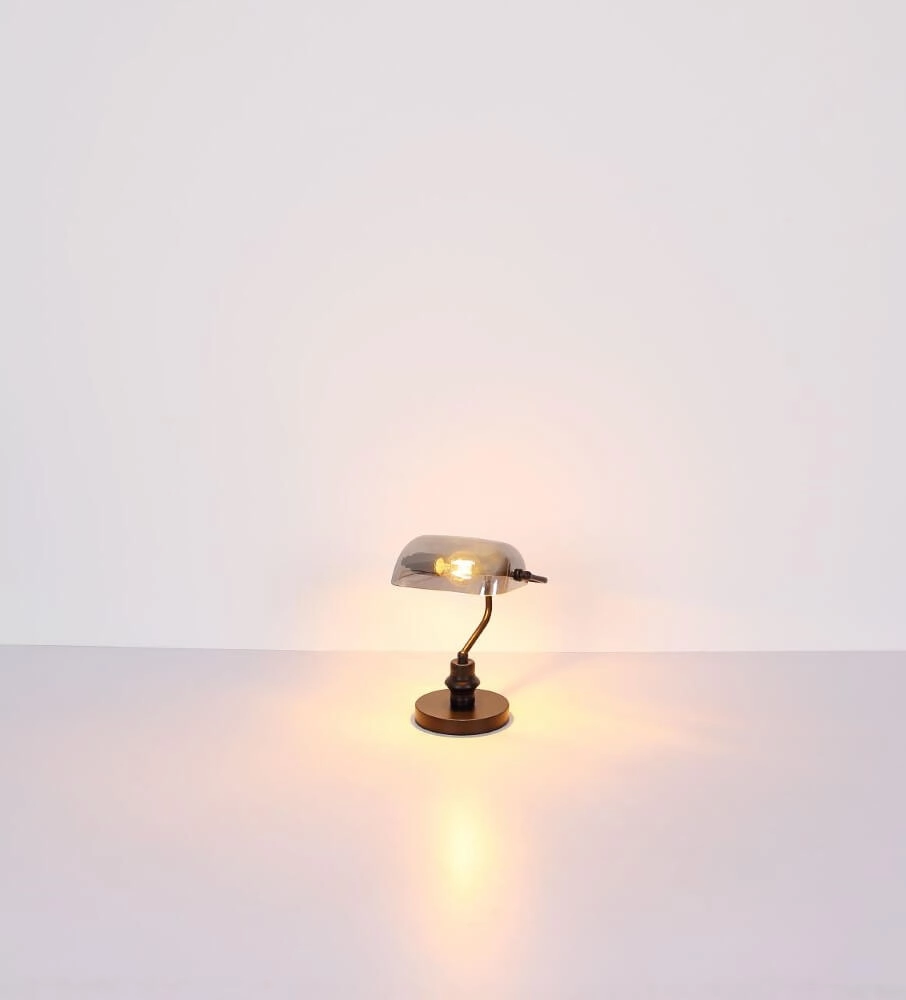 Lampe de bureau noire Antique avec verre fumé Globo 9007371457779