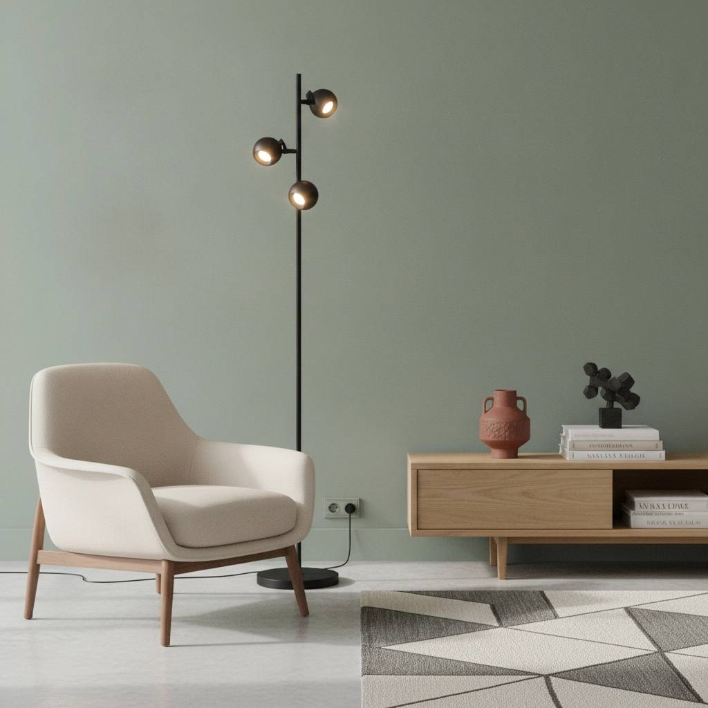 Lampadaire design Bolero noir 3 lumières