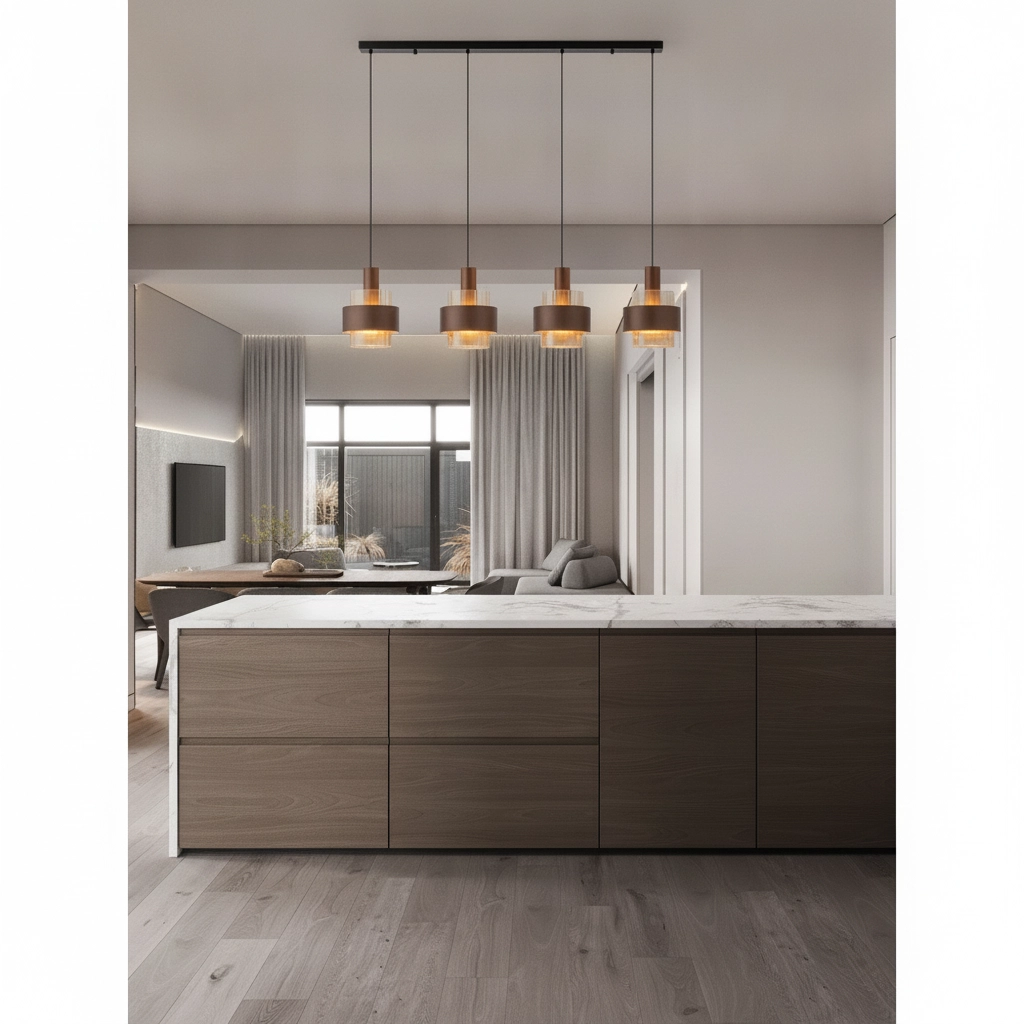 Lampe pendante moderne Serena Café marron 4 clairs