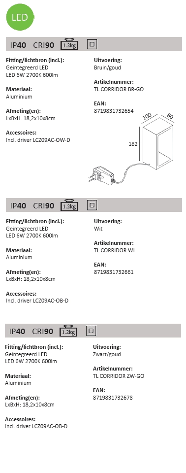 Lampe de table design Corridor blanc Artdelight 8719831732661