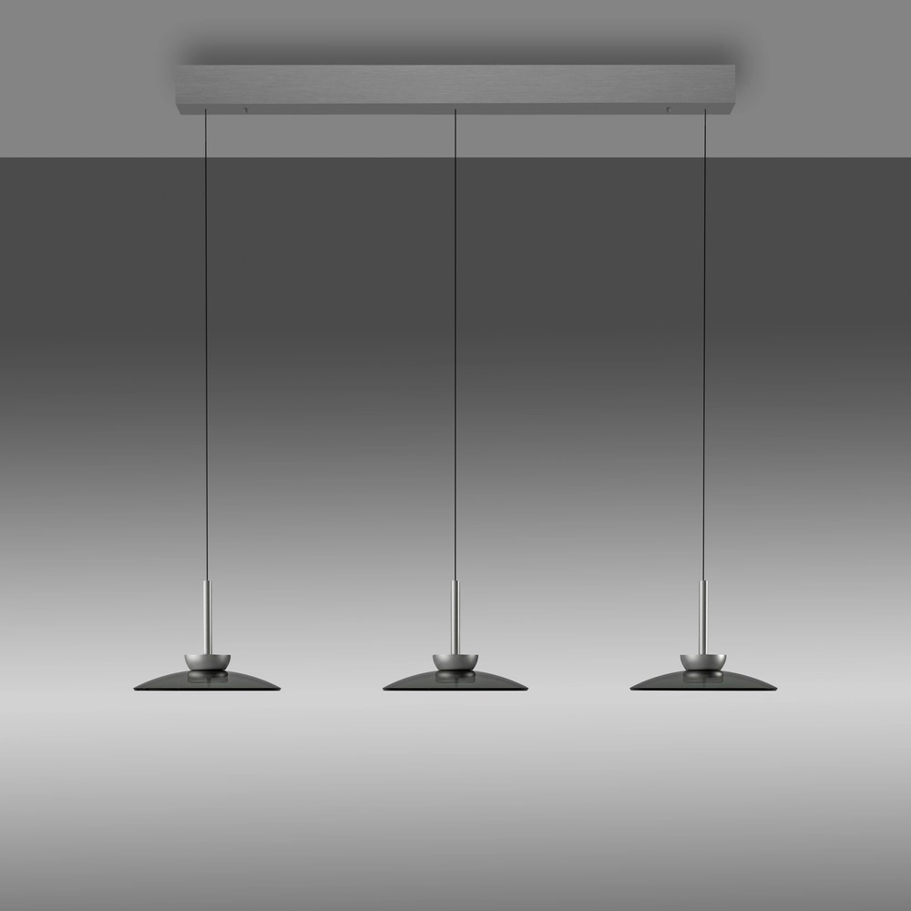 Lampe suspendue de table de salle à manger 3L Pure Moon Plaqué platine avec verre fumé Paul Neuhaus 4012248386309