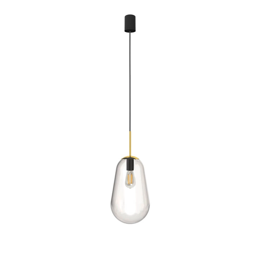 Lampe à suspension en verre Pear Medium Ø 22cm doré avec verre clair Lyora 5903139867290