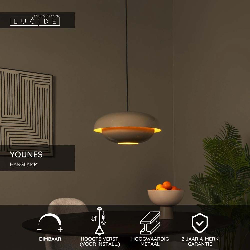 Lampe suspendue Younes Ø 40 cm taupe Lucide 5411212650184