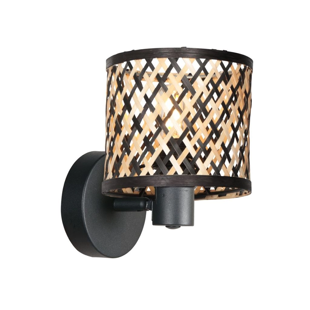Lampe murale Sumba avec un bonnet en bambou Ø12cm