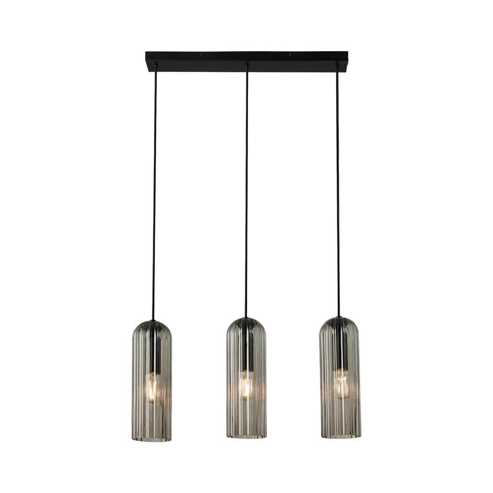 Suspension 3 lumières Miella noir avec verre fumé Nordlux 5704924018626