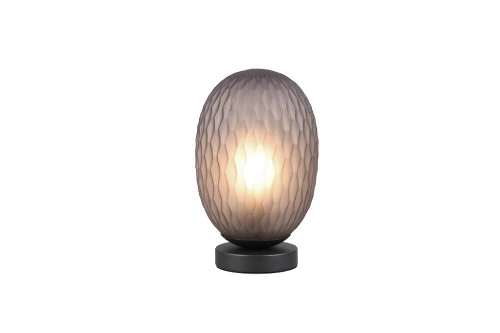 Lampe de table Facette avec verre fumé nervuré Trio 4017807616859
