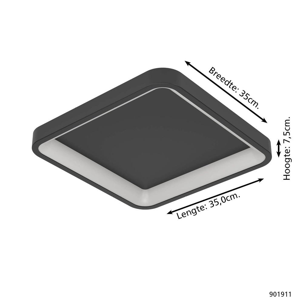 Plafonnier carré Loretello-Z Noir intelligent Eglo 9008606358229
