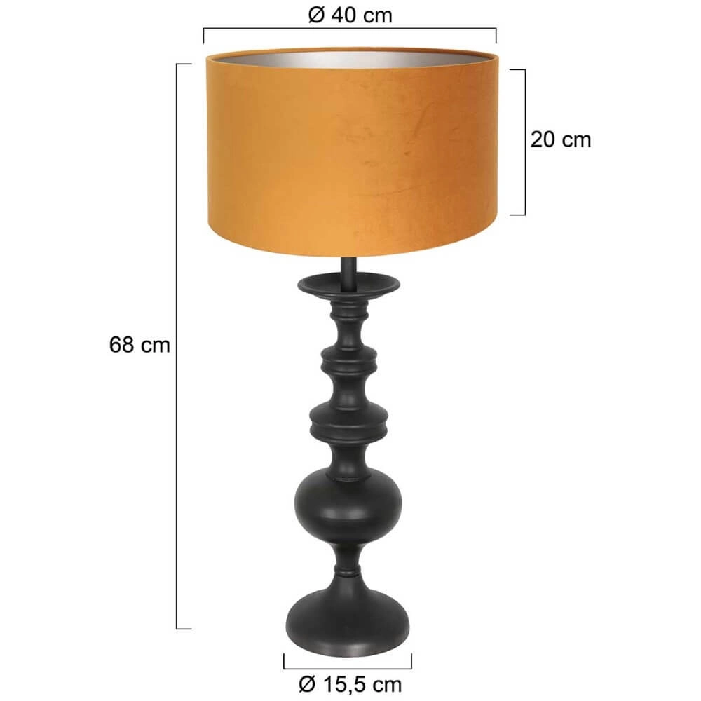 Lampe de table classique Lyons C avec abat-jour en velours doré Steinhauer 8712746166750