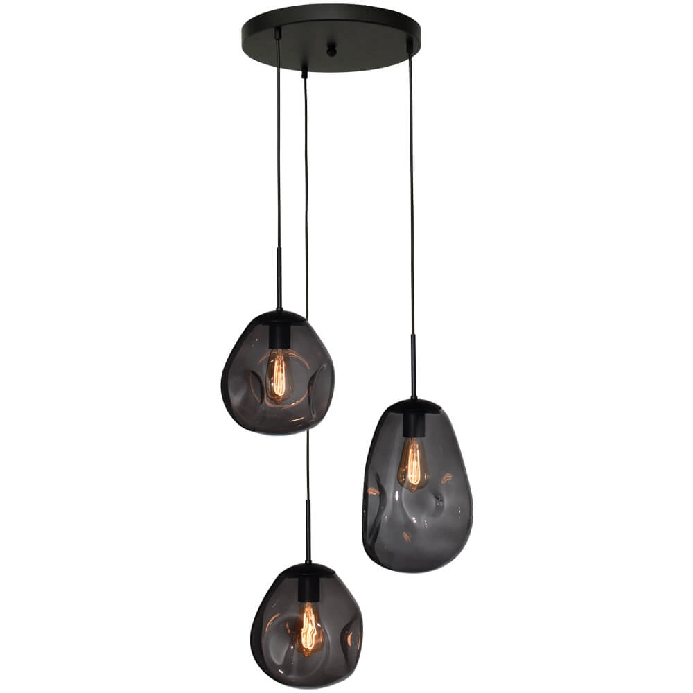 Lampe suspendue Lava 3x verre à fumée Lampe suspendue Lava 3x verre à fumée
