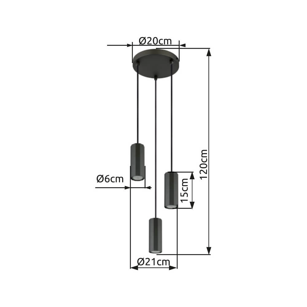 Suspension grise James 3 lumières rondes Globo 9007371453870