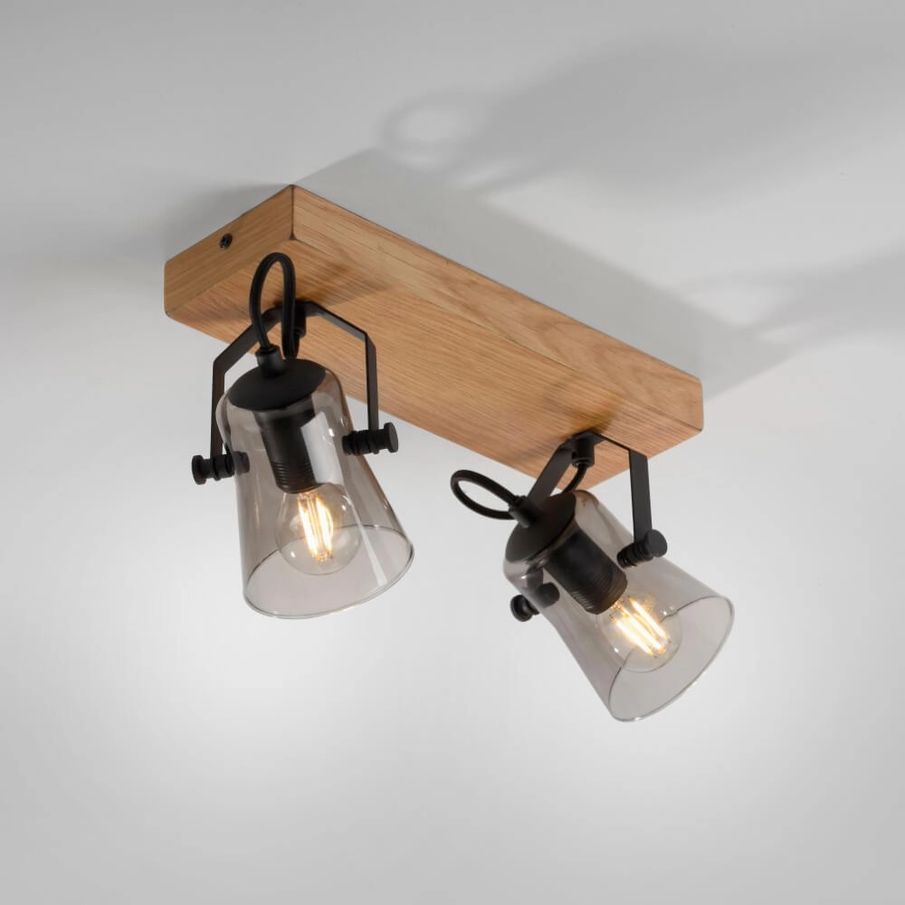 Plafonnier Green Langstrom bois à 2 lumières Just Light 4043689994877