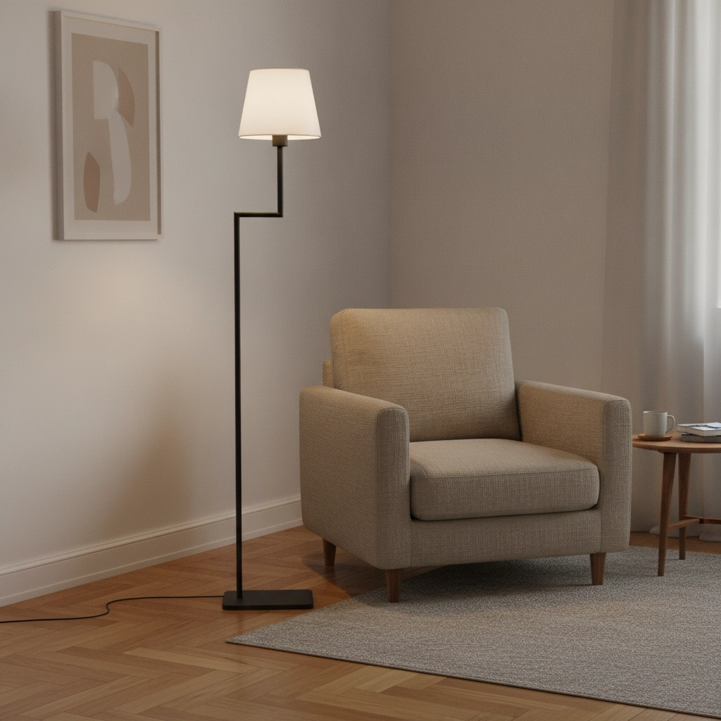 Lampadaire Savona noir avec capuche blanche