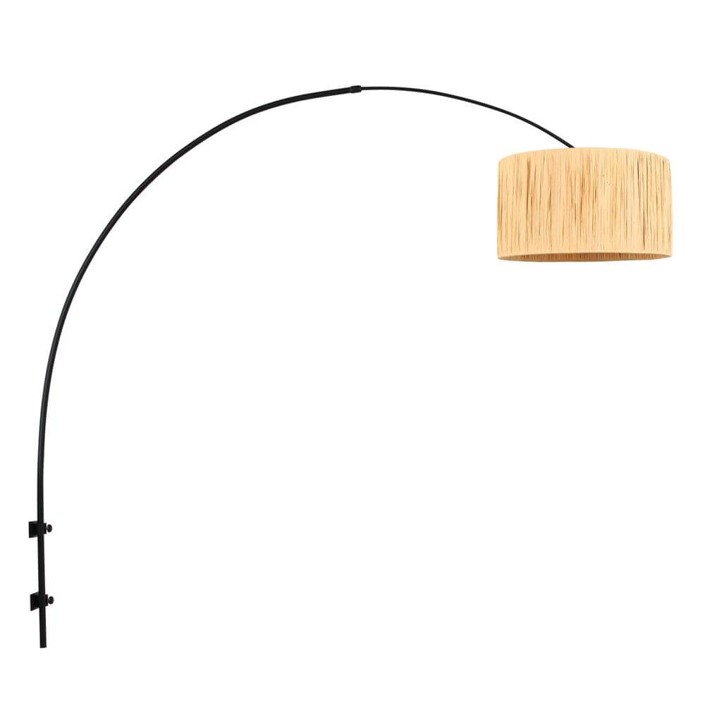 Applique murale Sparkled Light noir avec abat-jour paille