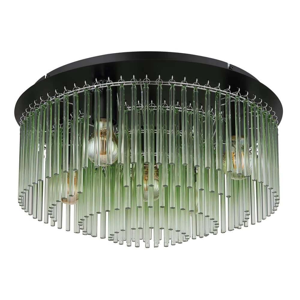 Plafonnier noir Gorley avec verre vert Ø 50cm Globo 9007371471980