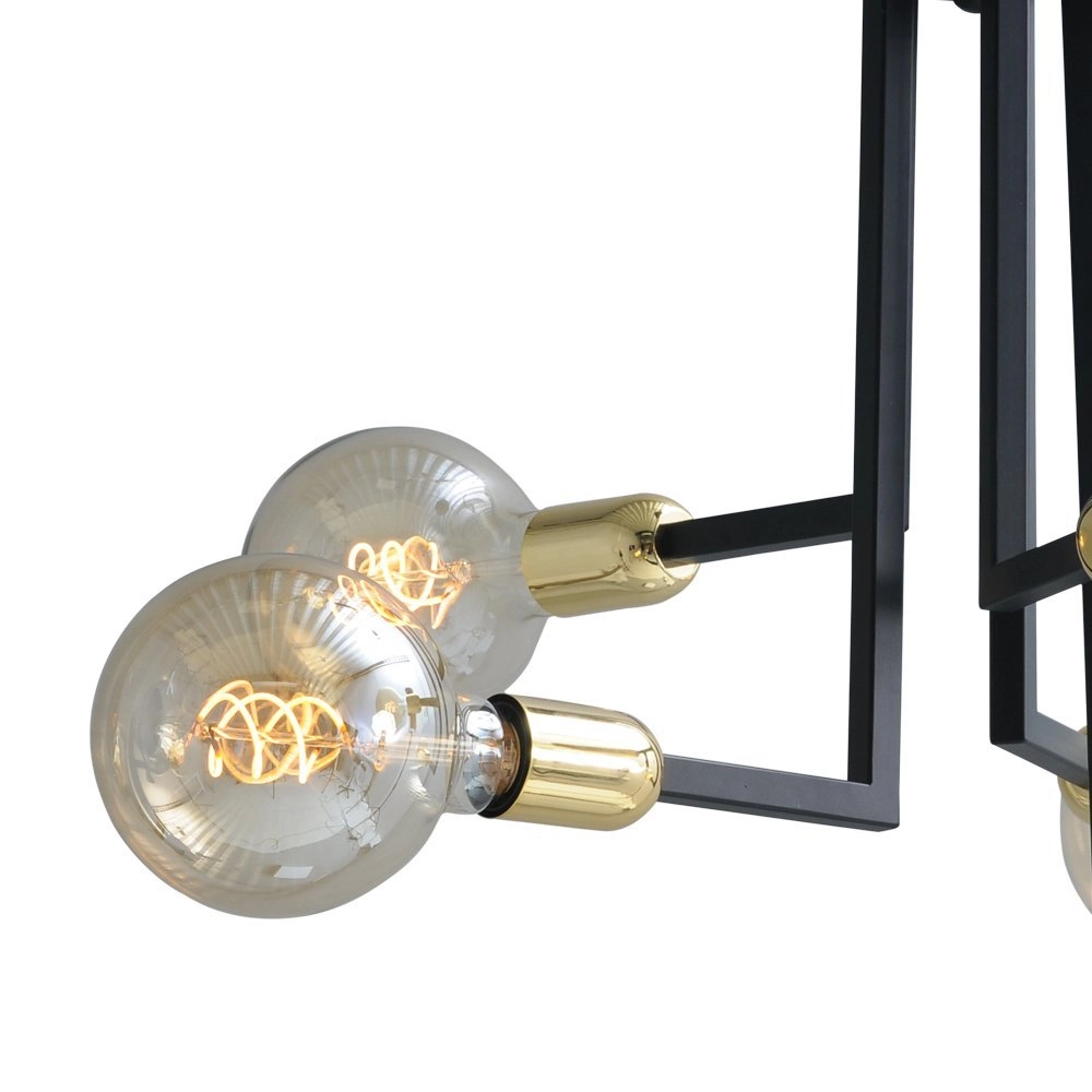 Plafonnier noir Tube 5 lumières avec garnitures dorées Masterlight 8718121188683