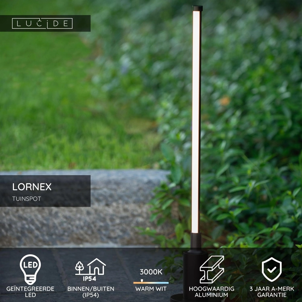 Lampe de jardin élégante Lornex IP54 noir 58cm Lucide 5411212290519