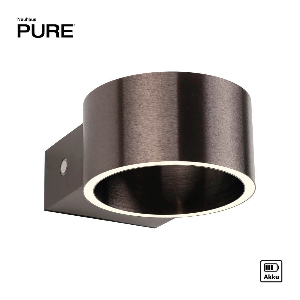 Lampe murale rechargeable Pure Akku Clipse Brossé brun foncé Paul Neuhaus 4012248393017
