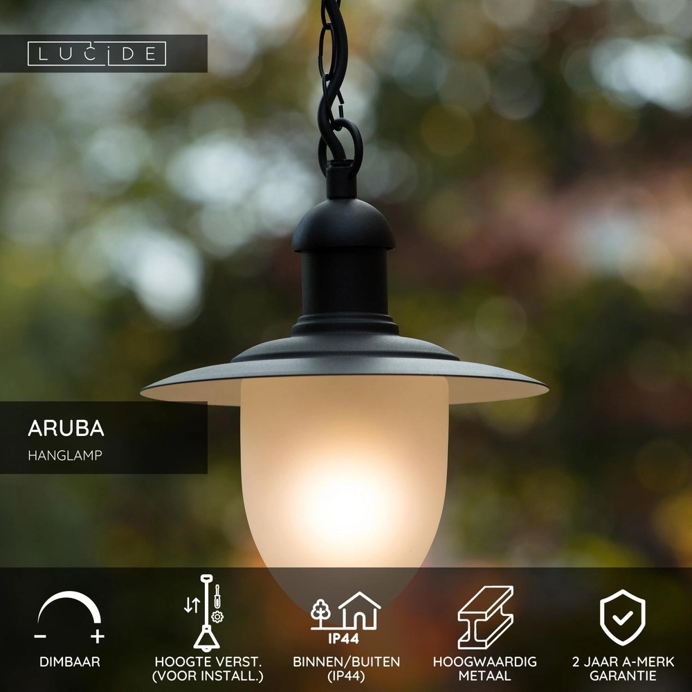 Lampe pendante de campagne Aruba noir Ø 25cm IP44 Lucide 5411212113504