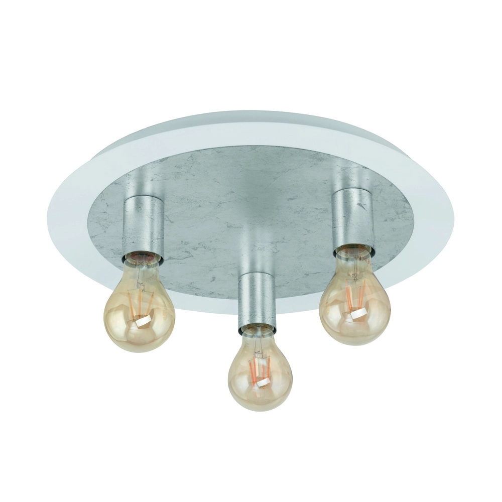 Lampe de plafond unique Passano Trois feux blancs et argentés