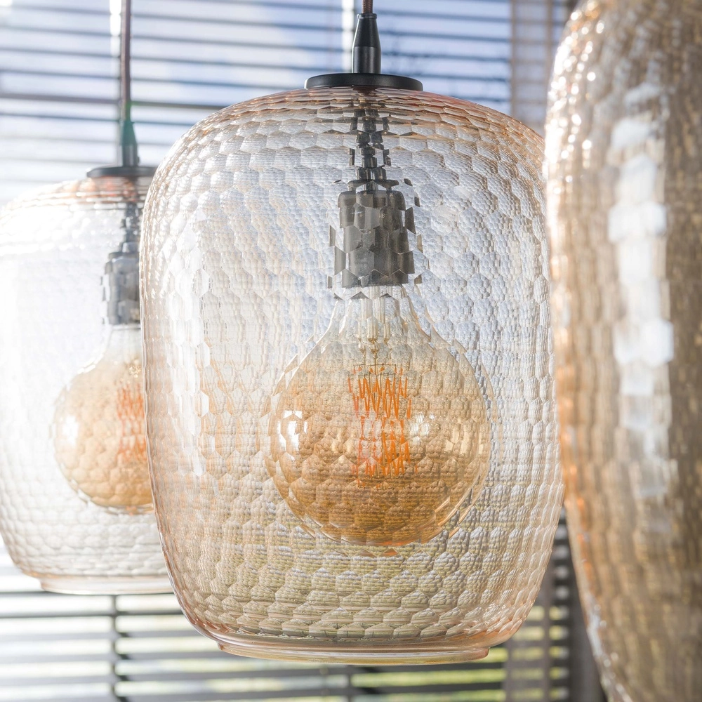 Lampe pendante à 3 lampes Python Verre ambré Lyora 8716803514997