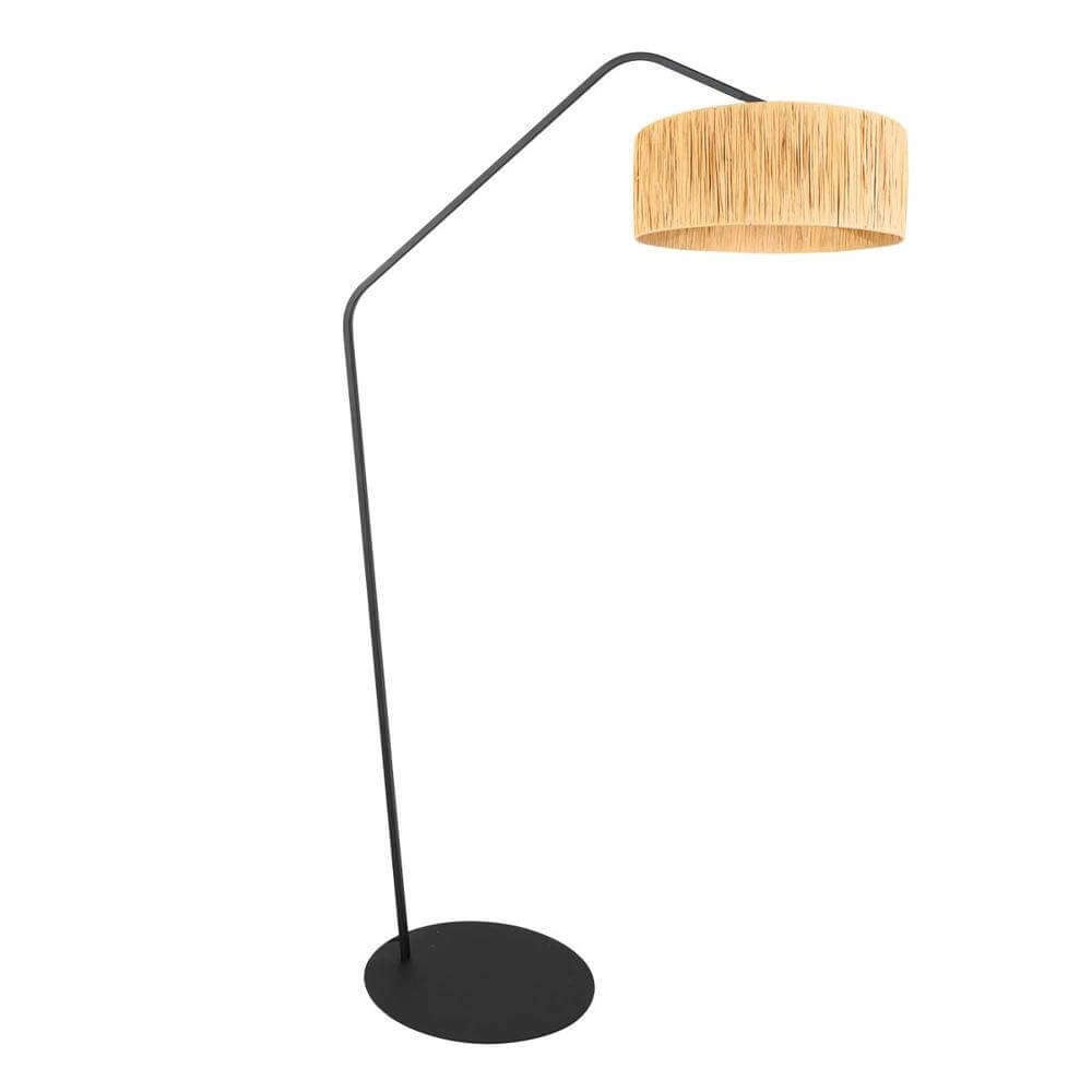 Lampadaire Zig-Zag noir avec abat-jour paille Ø 40cm Lampadaire Zig-Zag noir avec abat-jour paille Ø 40cm