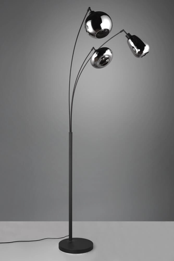 Lampadaire sur pied Lumina luminaire noir avec verre chromé Trio 4017807581201