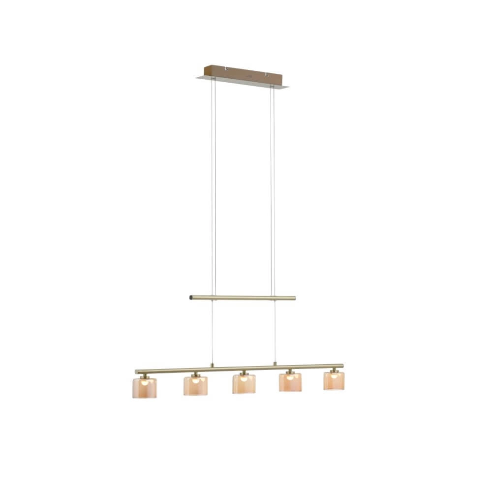 Lampe suspendue 5 lumières Hydra laiton