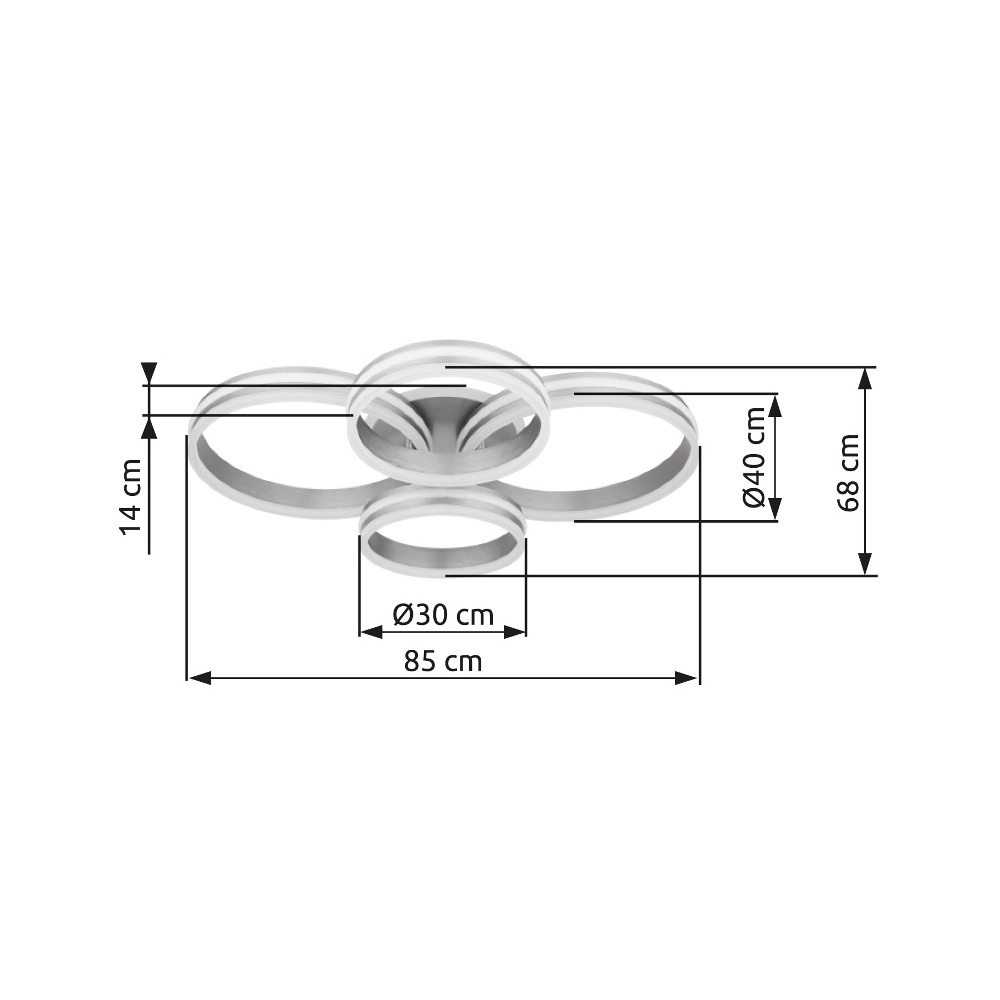 Lampe de plafond Rubio Anneaux gris 4 Globo 9007371419913