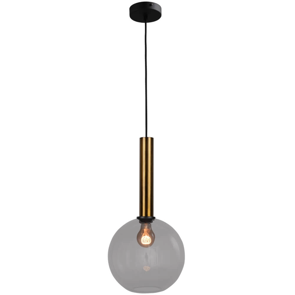 Lampe suspendue Ø 25cm Bella 2 Laiton antique avec verre fumé Lampe suspendue Ø 25cm Bella 2 Laiton antique avec verre fumé