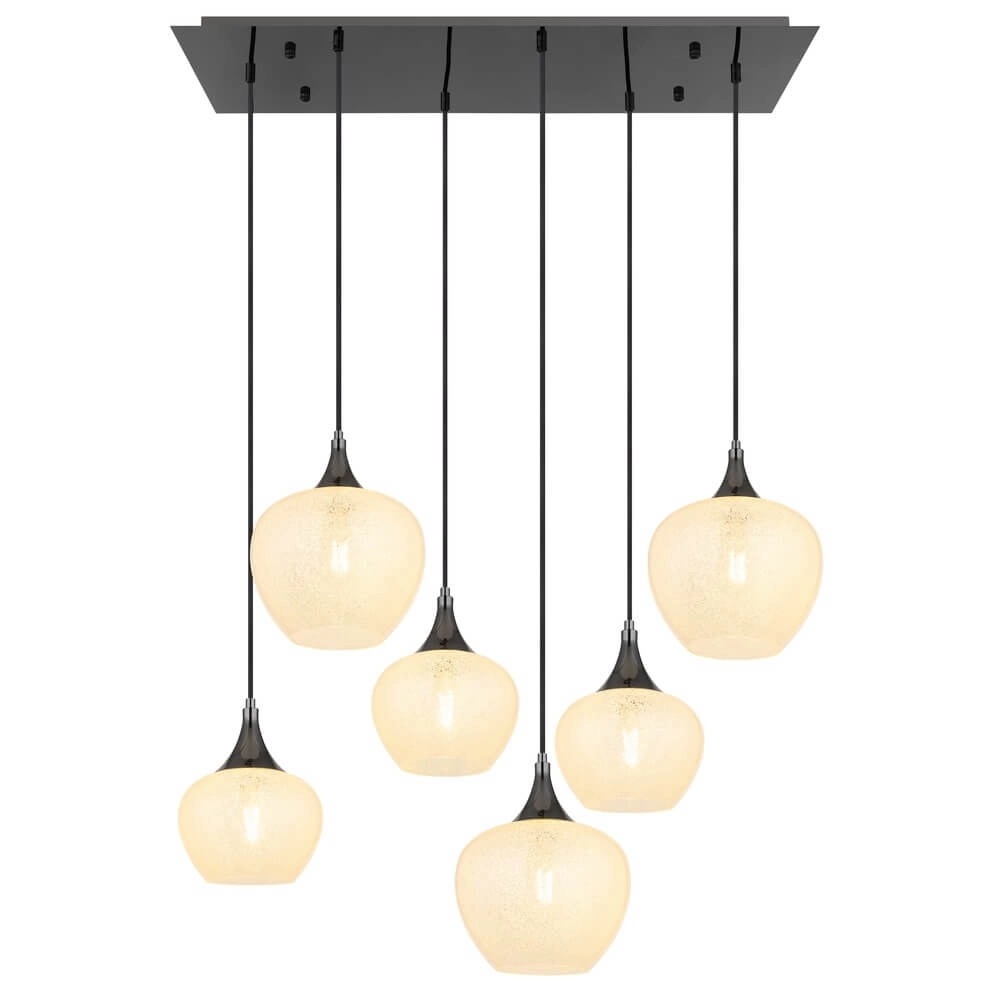 Suspension anthracite Maxy avec verre blanc 6 lumières Globo 9007371453184