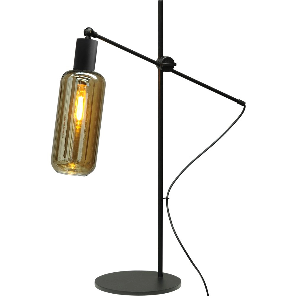 Lampe de table noire Bounty avec verre cylindrique