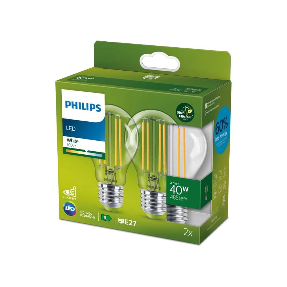 E27 - 2,3W - 485 lumen - 3000K lot de 2