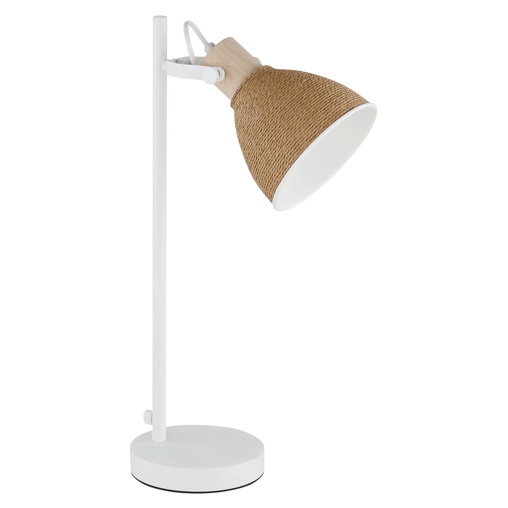Lampe de bureau Lyndon Blanc avec du rotin Globo 9007371592746