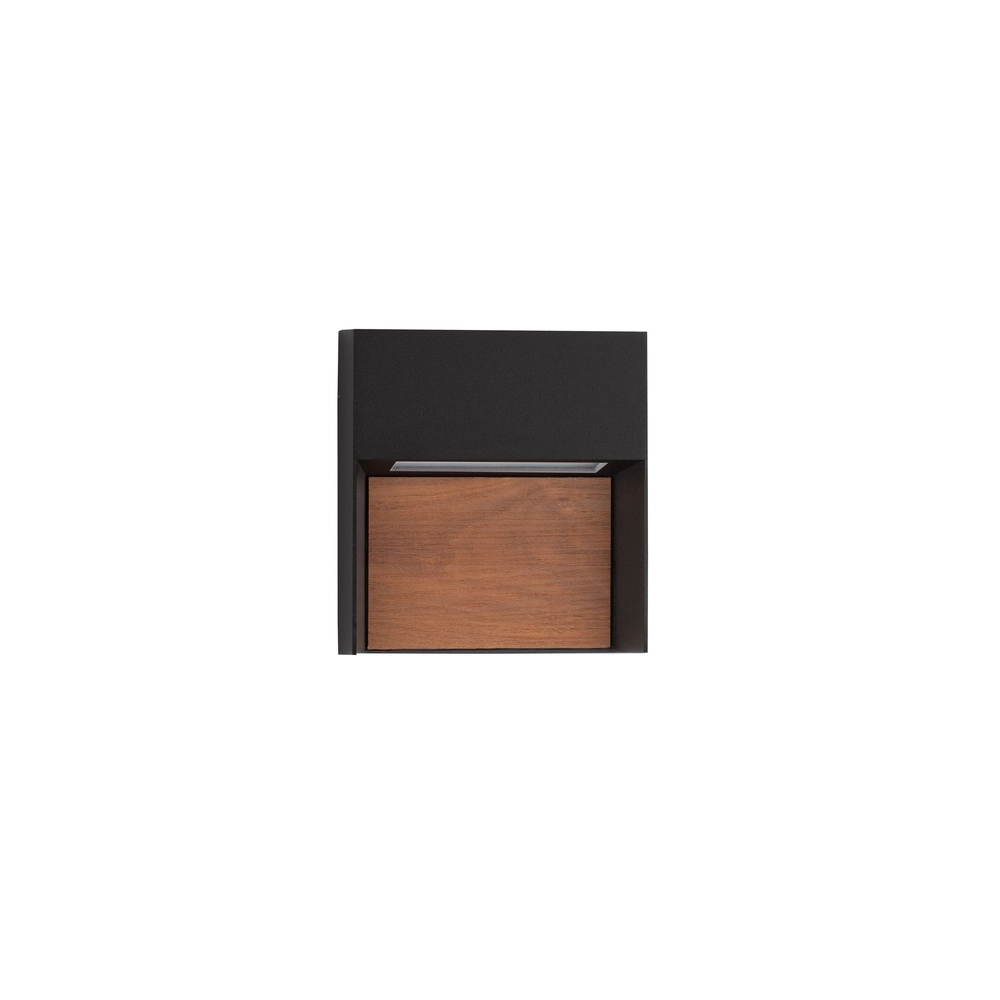 Lampe murale de conception Noray noir avec bois - 2700K Lyora 5212063504295
