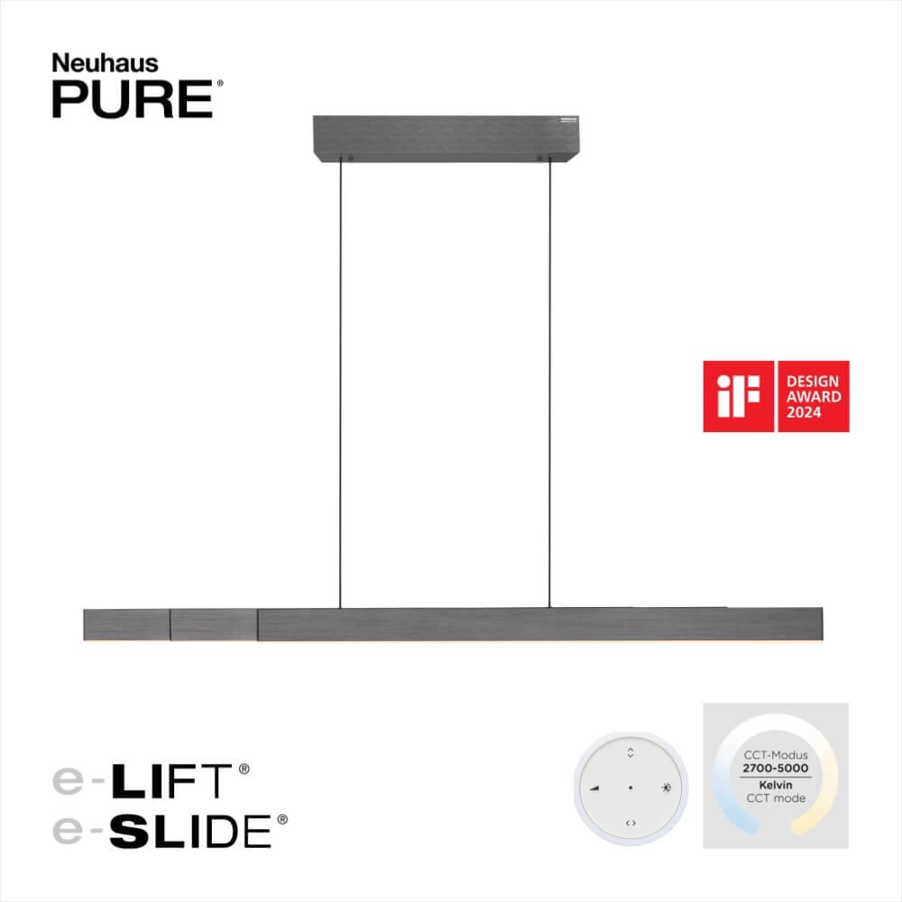 Lampe suspendue design Pure Moto-Rise gris Paul Neuhaus 4012248366653