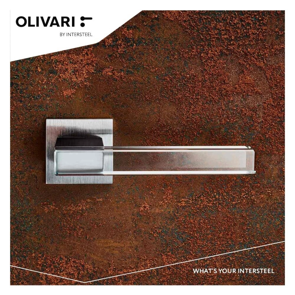 Poignée de porte design Ice Cube chrome mat et transparent Olivari 8714186478387