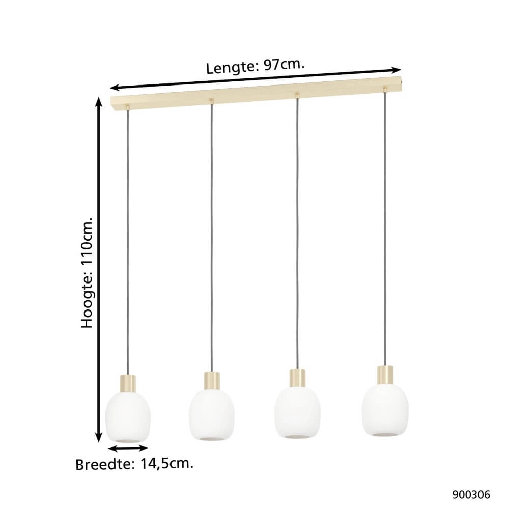 Lampe de table à manger dorée Manzanares avec verre blanc Eglo 9008606235919