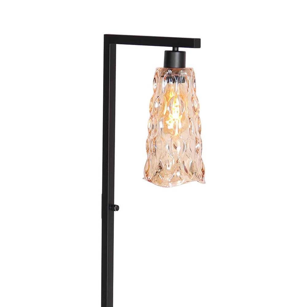 Lampadaire Vidrio noir avec verre ambré Steinhauer 8712746173741